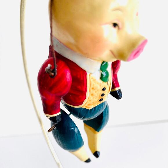 Rare 1980 Jointed Dapper Pig Ornament THC Taiwan Vintage - Picture 7 of 9